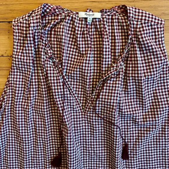 Madewell Bellshift Red White Gingham Check Sleeveless Top. Size XL. - Picture 5 of 14